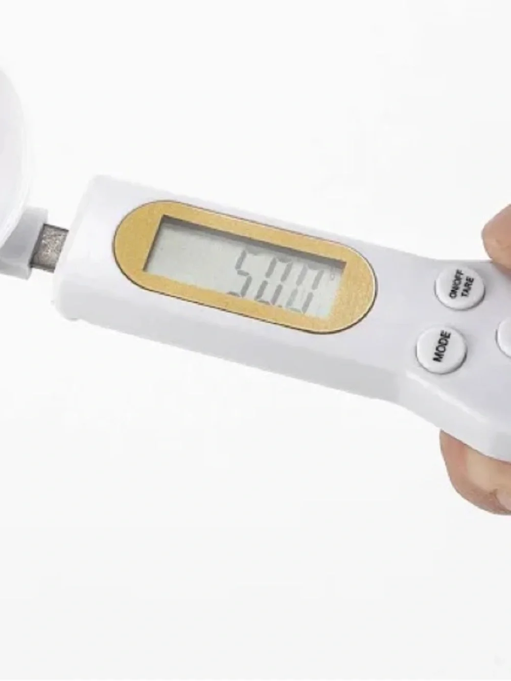 White Digital USB Power Meter with Gold Trim - Electronics Accessory